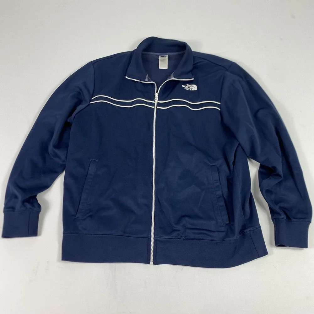 The North Face Jacket Mens XL Blue Full‎ Zip Track Athletic Logo Sweatshirt